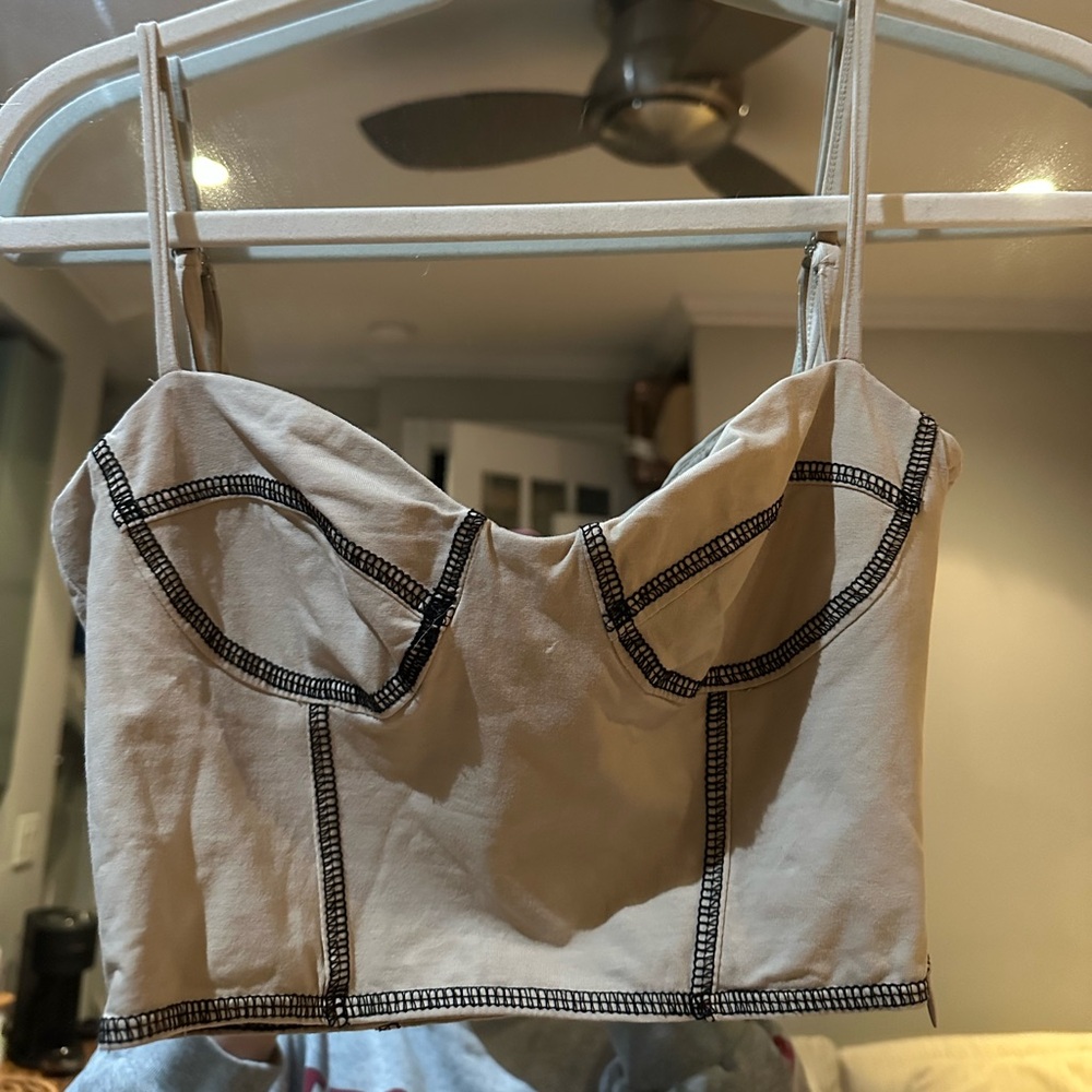 Princess Polly Cream and black corset crop top